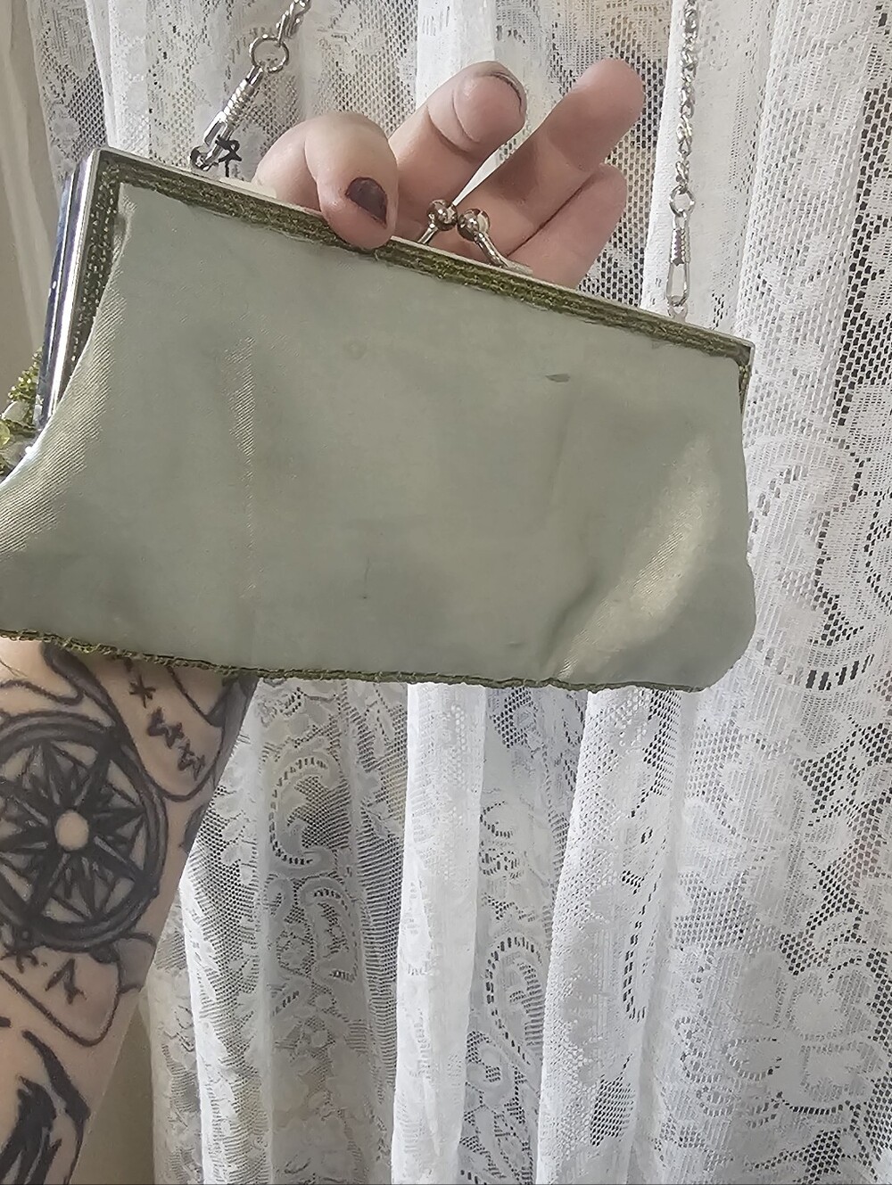 Bijoux Terner Embellished Sequin Evening Clutch - Light Green/Pink - Picture 4 of 6